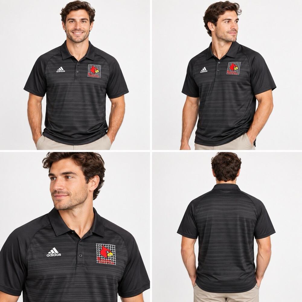 Adidas Louisville Cardinal Soccer Club Climalite Polo Men’s XL Black NWT